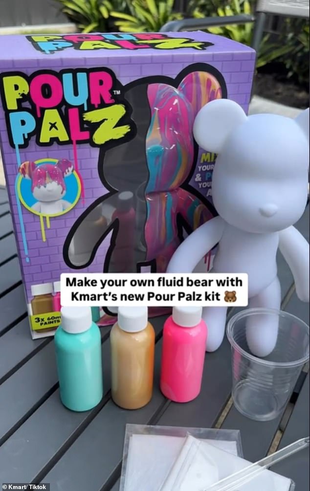 The item: Pour Pals Fluid Paint Big Bear Sets, which come with a variety of models and allow people of all ages to be creative.