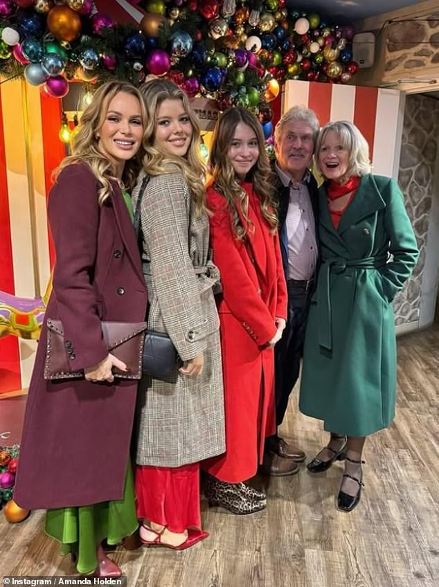 And leading the way was Amanda Holden, who brought the festive glamor as she marked the day with her daughters Lexi and Holly, mother Judith and stepfather Leslie.