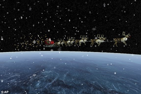 FILE - This image is courtesy of NORAD â¿" the North American Aerospace Defense Command, responsible for monitoring and defending the skies over North America" shows NORAD's Santa Tracker. (NORAD via AP, File)