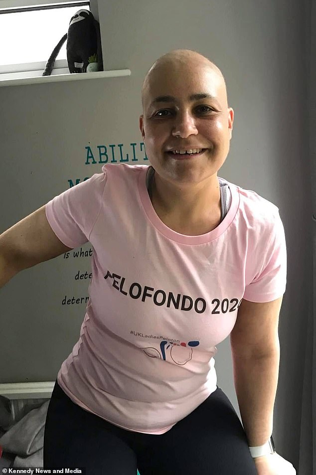 Ms Baskind during her cancer treatment after being diagnosed with leukemia in 2019, which left her unable to dance.