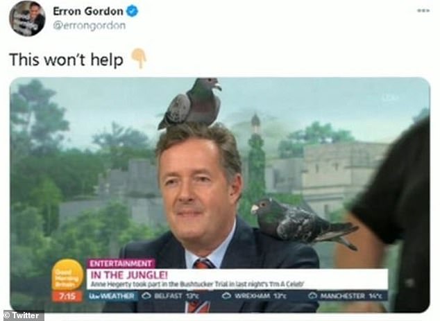 Piers' former Good Morning Britain co-host Susanna Reid previously offered a 2018 photo of Piers covered in pigeons to 'prove' he was in the film