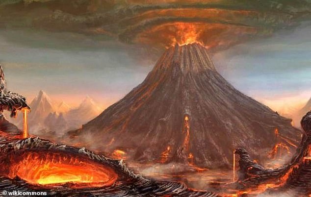 Above is an illustration of the massive eruption of the Mount Tambora volcano in 1815