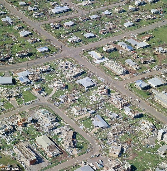 The cyclone devastated the city as heavy rain, severe storms and damaging winds of up to 217 km/h brought down power lines and destroyed the homes of thousands of families.