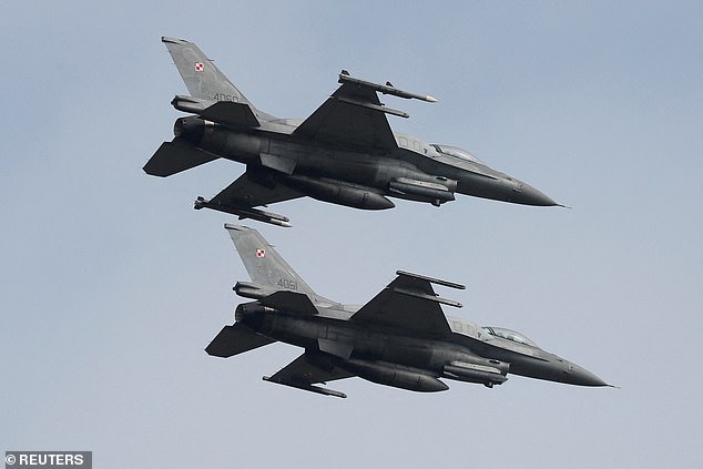 Poland sent NATO fighter jets this morning to patrol NATO airspace (file photo)