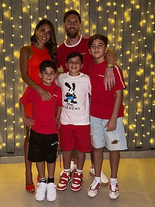 The Inter Miami forward was once again all smiles with his three children