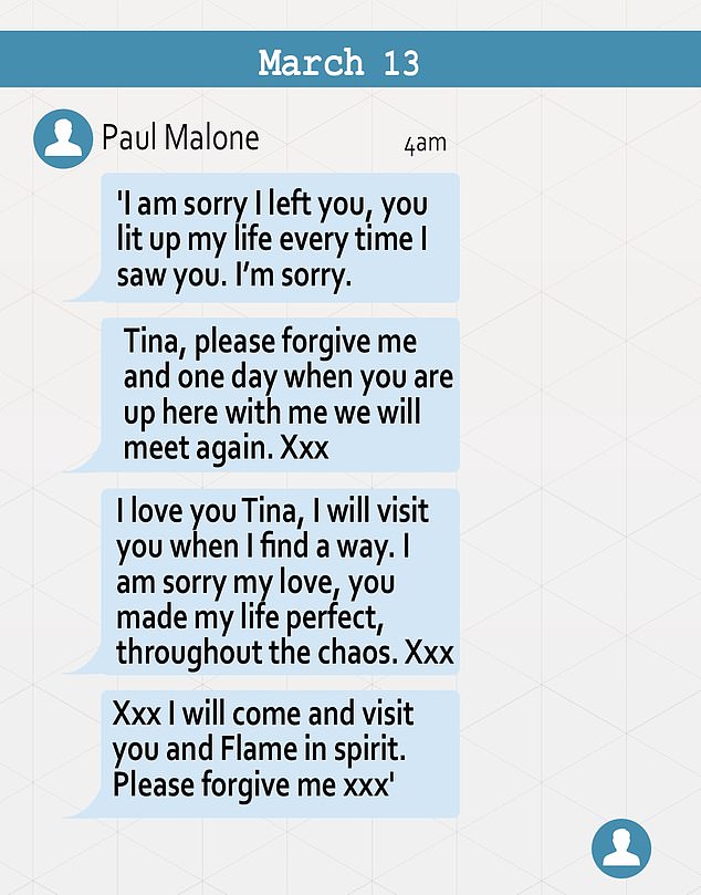 War hero Paul Malone's husband's last text messages were sent around 4 a.m.