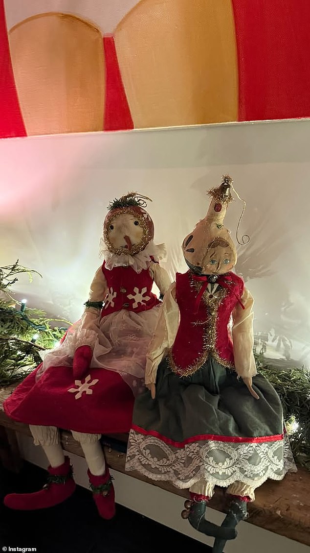 Kourtney Kardashian shared a sneak peek of some Christmas decorations to confirm she was at her family's Christmas party. She shared a photo of what appeared to be family heirloom dolls in Kendall's home.