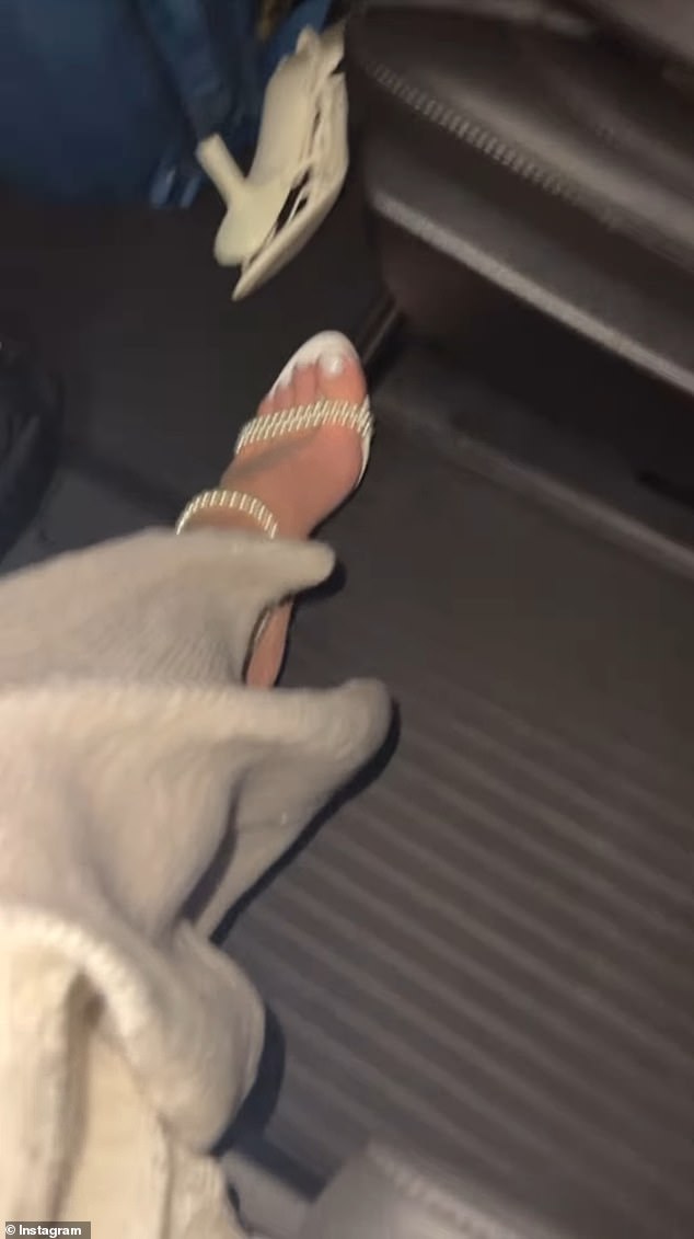 On her Instagram Stories, Kylie shared a clip of herself heading to her low-key winter wonderland party with her two children: daughter Stormi, six, and son Aire, two. Alongside a clip of her pearl-covered strappy stilettos, she could be heard singing a Christmas carol, Rudolph the Red-Nosed Reindeer, with her children.