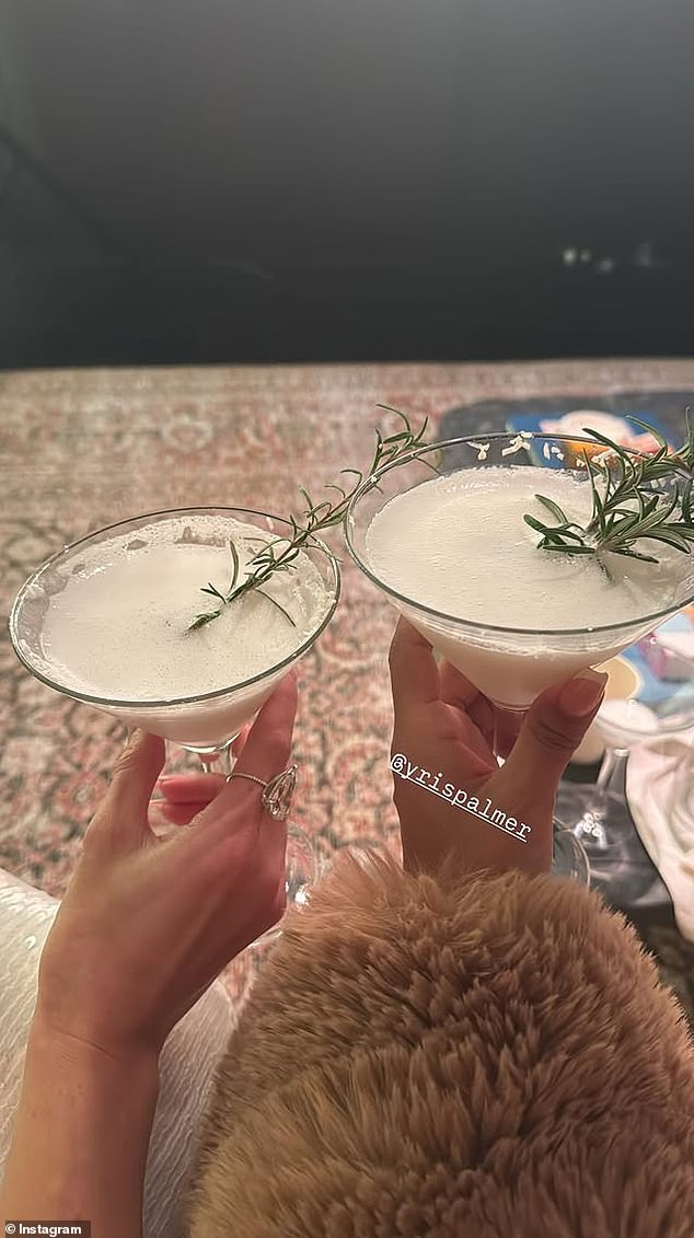 Once they arrived at the party, Kylie shared a photo of herself and her friend Yris Palmer's matching martinis.