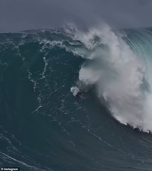 In the video, he managed to hold on before his surfboard ended up underwater. He was then turned almost five times before the wave crashed completely over him