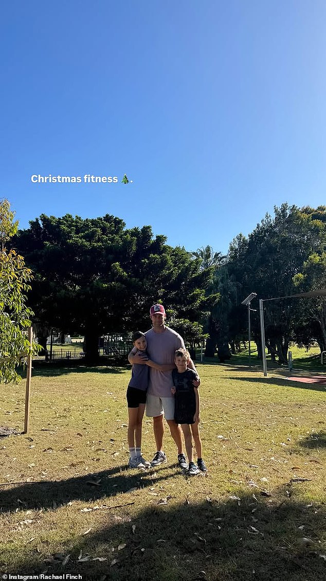 Rachael also shared a photo showing her family working out after Christmas posing happily.