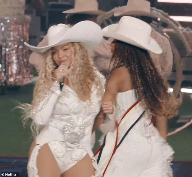 Knowles-Carter gave her precocious nepo-baby a discreet shout-out mid-song when she changed the word 'boy' to 'Blue' in the lyrics: 'So turn me in the middle, Blue, I can't read your mind.'