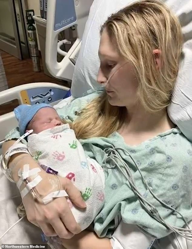 The tumor had completely blocked the artery in her right lung and Lauterbach was found to be in respiratory distress, indicating that both she and the baby were not receiving adequate oxygen.