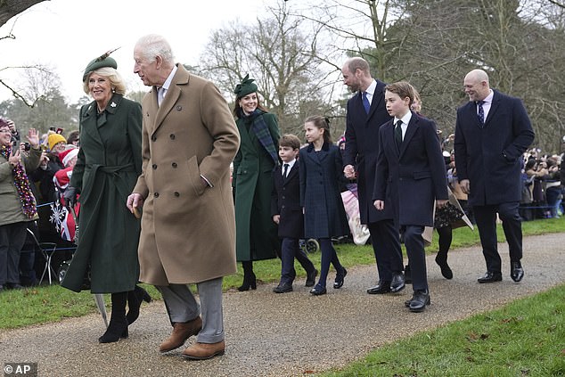 The families joined King Charles, 76, and Queen Camilla, 77, on the short walk from Sandringham House to St Mary Magdalene Church, passing crowds of well-wishers.