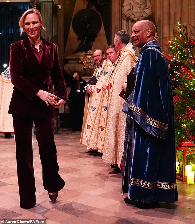 The royals were all smiles as they arrived inside the abbey on Friday for the special festive service.