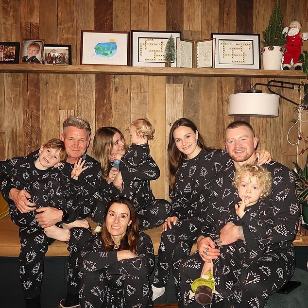 Gordon Ramsay and his wife Tana, 50, were joined at their south London home by his daughters Tilly, 23, and Holly, 24, and his fiancé Adam Peaty, 29 (right), and his son George, four years old, and sons Oscar. five and Jesse, 13 months.