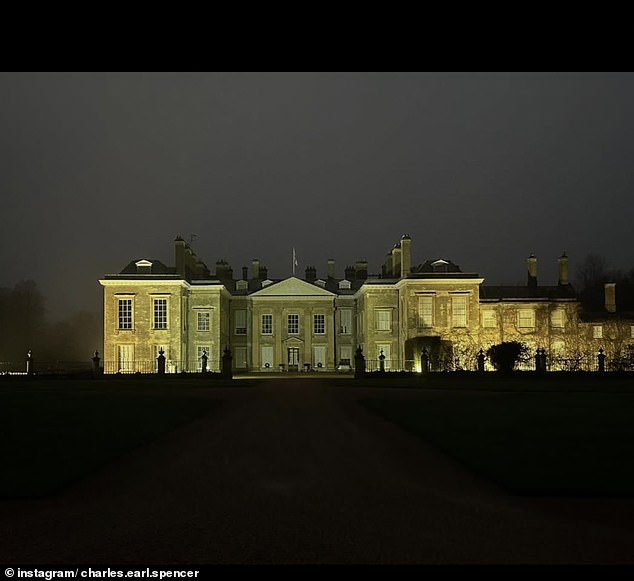 On Christmas Day, Charles also posted a photo of Althorp House, suggesting this is where he spent the day, sharing a dark snapshot of the sprawling property, illuminated by a beam of yellow light.