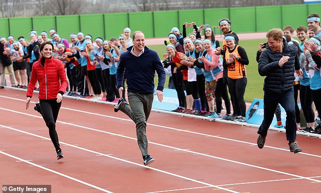 Harry won the race by a few meters, brazenly turning his head to look back at his brother who grimaced as he struggled to keep the pace in second place