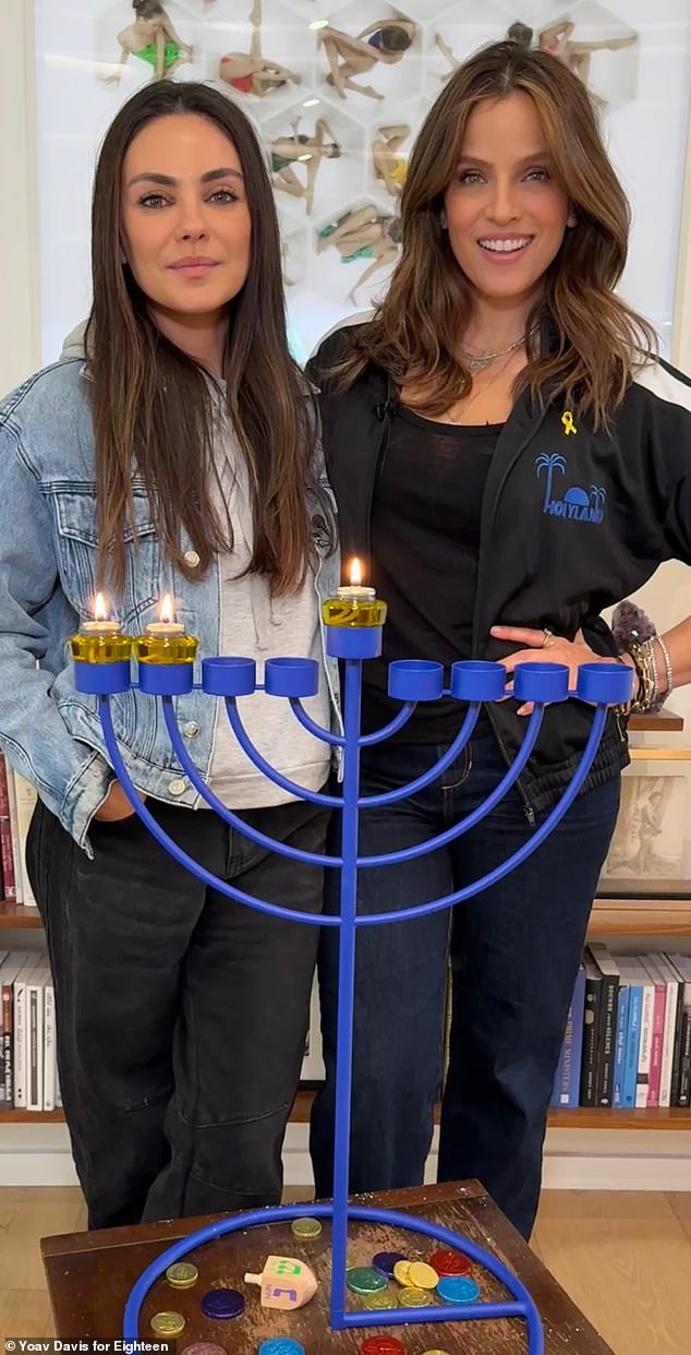 For the second night of Hanukkah, Kunis joined author Noa Tishby in the activist's #BringOnTheLight campaign.