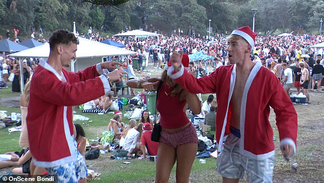 Many of the revelers who spent Christmas Day partying on Sydney beaches were backpackers and other tourists.