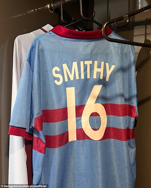 He even got his own personalized Smithy West Ham football shirt, which he was seen putting on as the boys arrived at the stag do wearing it.