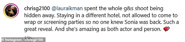 Gavin and Stacey director Christine Gernon also took to Instagram after the finale aired to reveal the extent of the extreme measures taken for her secret return.