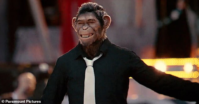 But in a twist on the genre, the pop star, 50, is portrayed as a chimpanzee in the film, while everyone else is human, with Jonno Davies acting out the movements using motion capture technology and Robbie doing the most. part of the voice work.