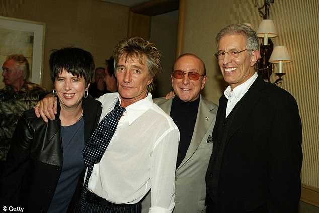 Sir Rod photographed with Richard in 2002; LR Diane Warren, Rod Stewart, Clive Davis, Richard Perry