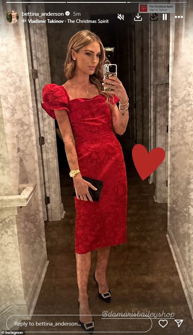 Anderson shared a selfie showing off her red look for the night.