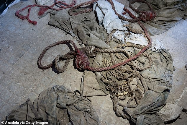 Ropes are seen strewn across the floor of the facility, which has become notorious for its brutal treatment of inmates.