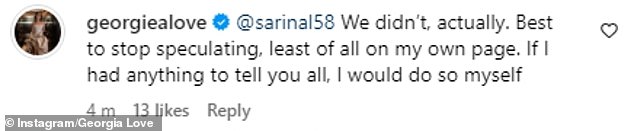 Georgia quickly responded by claiming that she and Lee are still really together, denying recent reports despite not having been seen together in months.