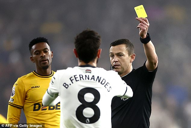 Captain Bruno Fernandes was sent off for the third time this season shortly after half-time.