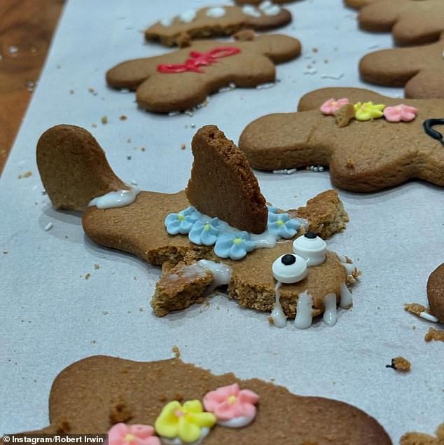 On Instagram, also on Boxing Day, Robert shared a series of photos showing his attempt at making a gingerbread shark which he called his 