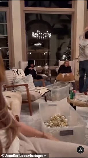 On Christmas Eve, Lopez posted a video of everyone relaxing in the living room.