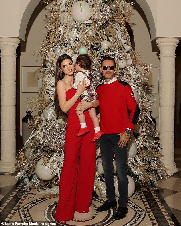 Marc (R) spent Christmas in Miami with his fourth wife Nadia Ferreira Muñiz (L) and the youngest of his six children from four different women, 18-month-old Marco (M).