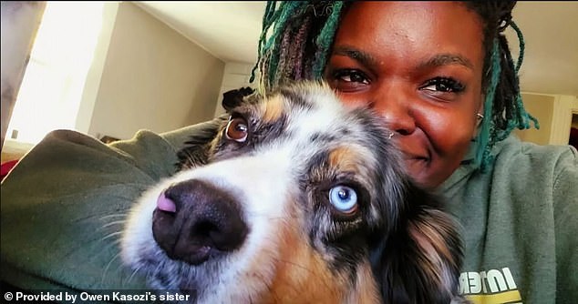 A beautiful photo of Owen with her 4-year-old Aussie shepherd mix named Bokka