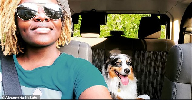 Kasozi rides with her beloved dog who survived the tragedy