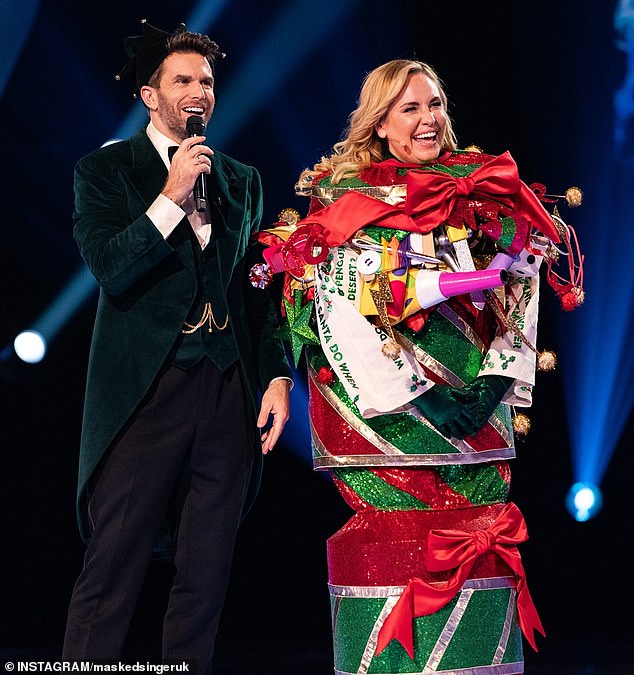 The TV presenter, 39, appeared on the Boxing Day festive special dressed as a Christmas cracker and performed Sleigh Ride by The Ronettes for the judges.