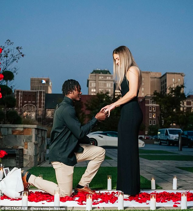 Starks got down on one knee during a romantic proposal to his girlfriend on October 25