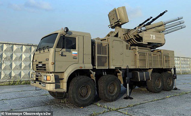 A Russian Pantsir-S1 self-propelled medium-range surface-to-air missile and anti-aircraft artillery system