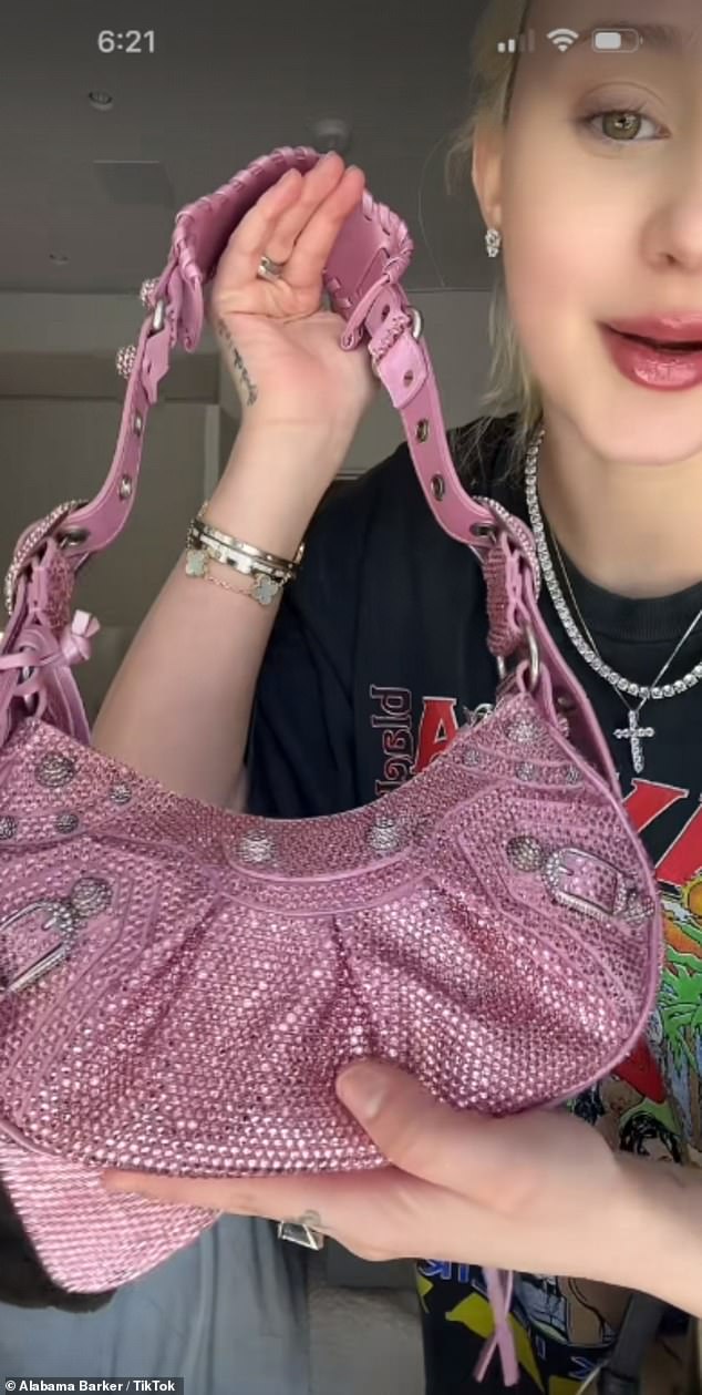 Alabama was also excited to score a Prada shearling mini bag ($1,390) that she said she would keep in her car, as well as a Jean Paul Gaultier pool cover ($360), Balenciaga boots ($2,850), a vintage Roberto jacket Cavalli ($792), a Goyard baby carrier ($630), a Dolce and Gabbana catsuit (2,345), and Gucci heels