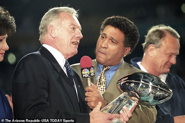 Gumbel interviews Dallas Cowboys owner Jerry Jones after their 1996 Super Bowl victory