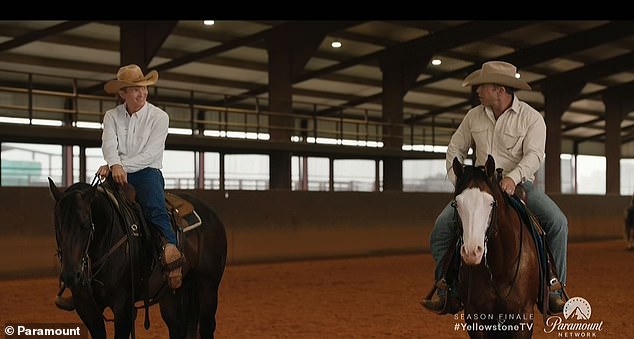 Creator Taylor Sheridan played an annoying horse trainer, right, who was horrible to Jimmy, left