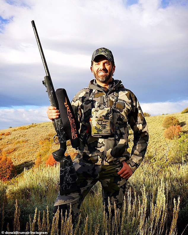 Donald Trump is shown hunting with a gun in a photo posted on September 24, 2019 on Instagram with the caption: Great weekend in the country.