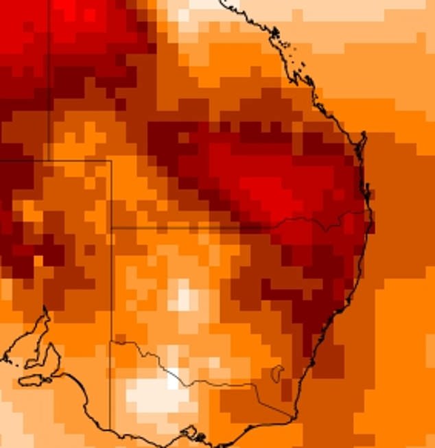 Temperatures across southeast Queensland will soar on Saturday; Ipswich will hit 40C, while Brisbane is forecast to hit highs of 37C (weather map pictured).