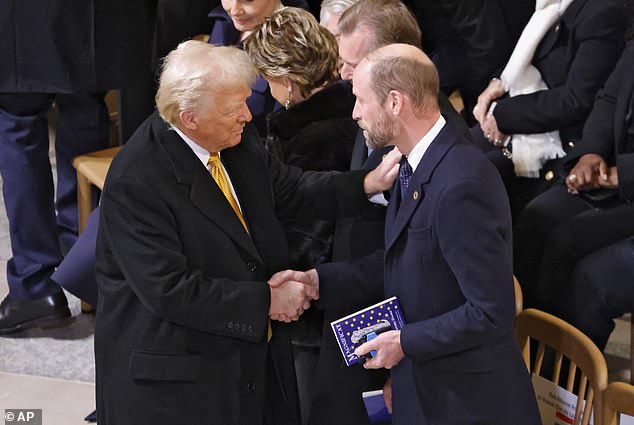 The Prince of Wales shook hands with newly-elected US President Donald Trump in Paris earlier this month