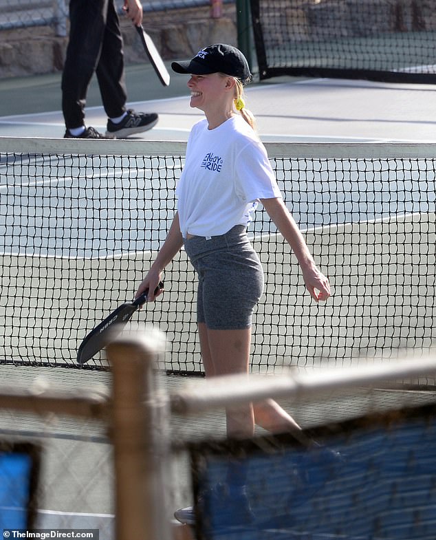 The lovebirds played pickleball together on a fun-filled couples outing