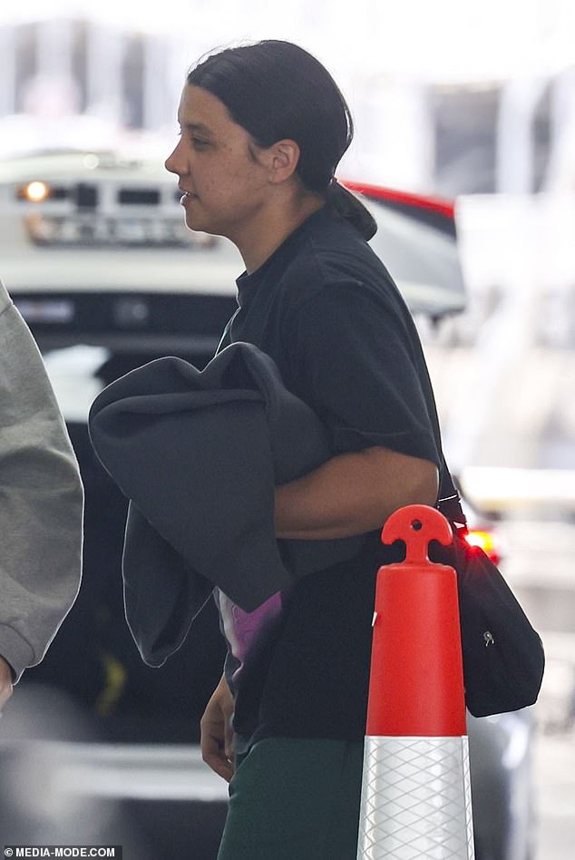 And the Matildas captain, 31, arrived at Sydney Domestic Airport on Saturday morning to catch a flight back to Perth to be at her grandmother Coral Kerr's hospital bedside.