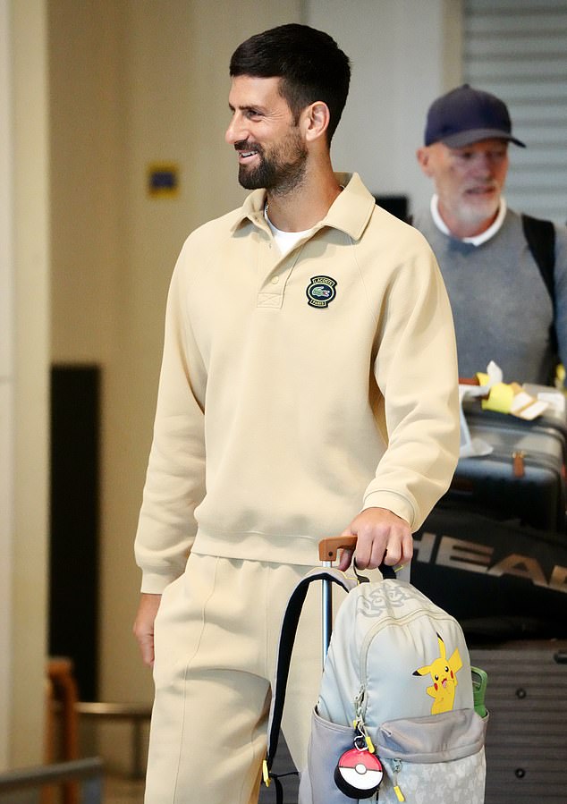 Djokovic, who beat Kyrgios in the 2022 Wimbledon singles final, smiled as he strolled among the arrivals looking energized and ready for the Brisbane international tournament.