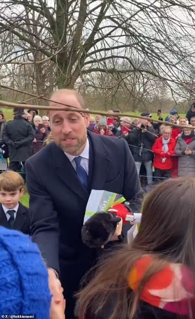 The Prince of Wales, 42, officially adopted dad mode as he greeted friendly well-wishers.